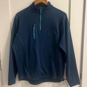 peter millar crown sport pullover size L 100% polyester blue golf activewear